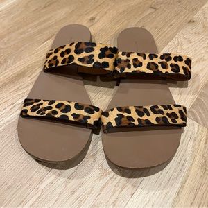 J. Crew Leopard Print Calf Hair Sandals